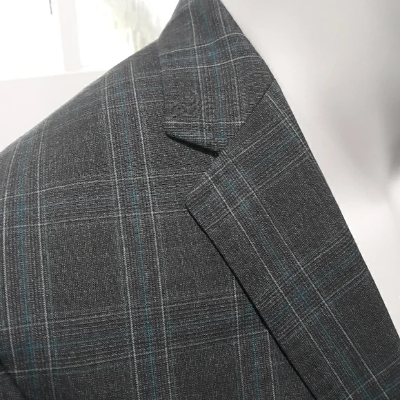 Ted Baker London grey wool sportcoat with turquoise stripes. Purple lining. 36R